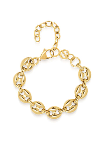 Nialaya Women's Chain Bracelet Mariner Link Bracelet with Gold Mariner Link Bracelet with Gold